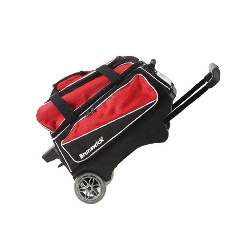 Bowling Supplies Portable Bowling Draw-bar Box With Large Wheel Physical Sport Double Ball Zipper Bag Tear Resistant Bowler Bag