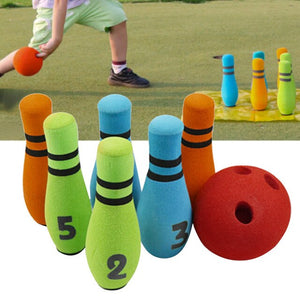 Gift Sports Preschool Kids Bowling Set Home Garden Funny Entertainment Soft Hand Eye Coordination Play Games Six Pin Toy