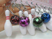 Load image into Gallery viewer, 100pcs Bowling bag plastic Pendant mini Bowling ball keychain advertisement key chain fans souvenirs key ring School gifts

